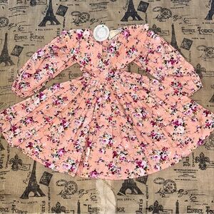 Petite Amalie NWT! 1072 Pink Floral Printed Puritan Neck Full Dress Size 7